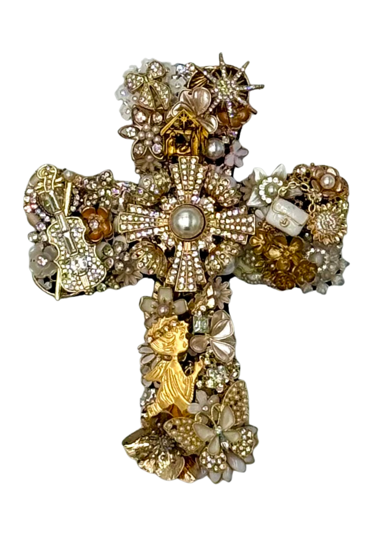 Small Gold + White Cross
