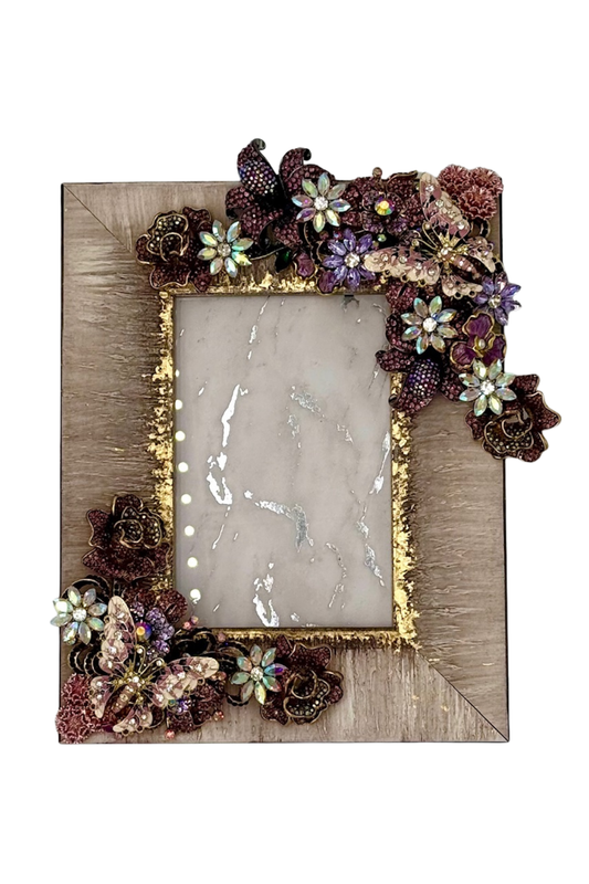 Alabaster + Gold Butterfly Frame