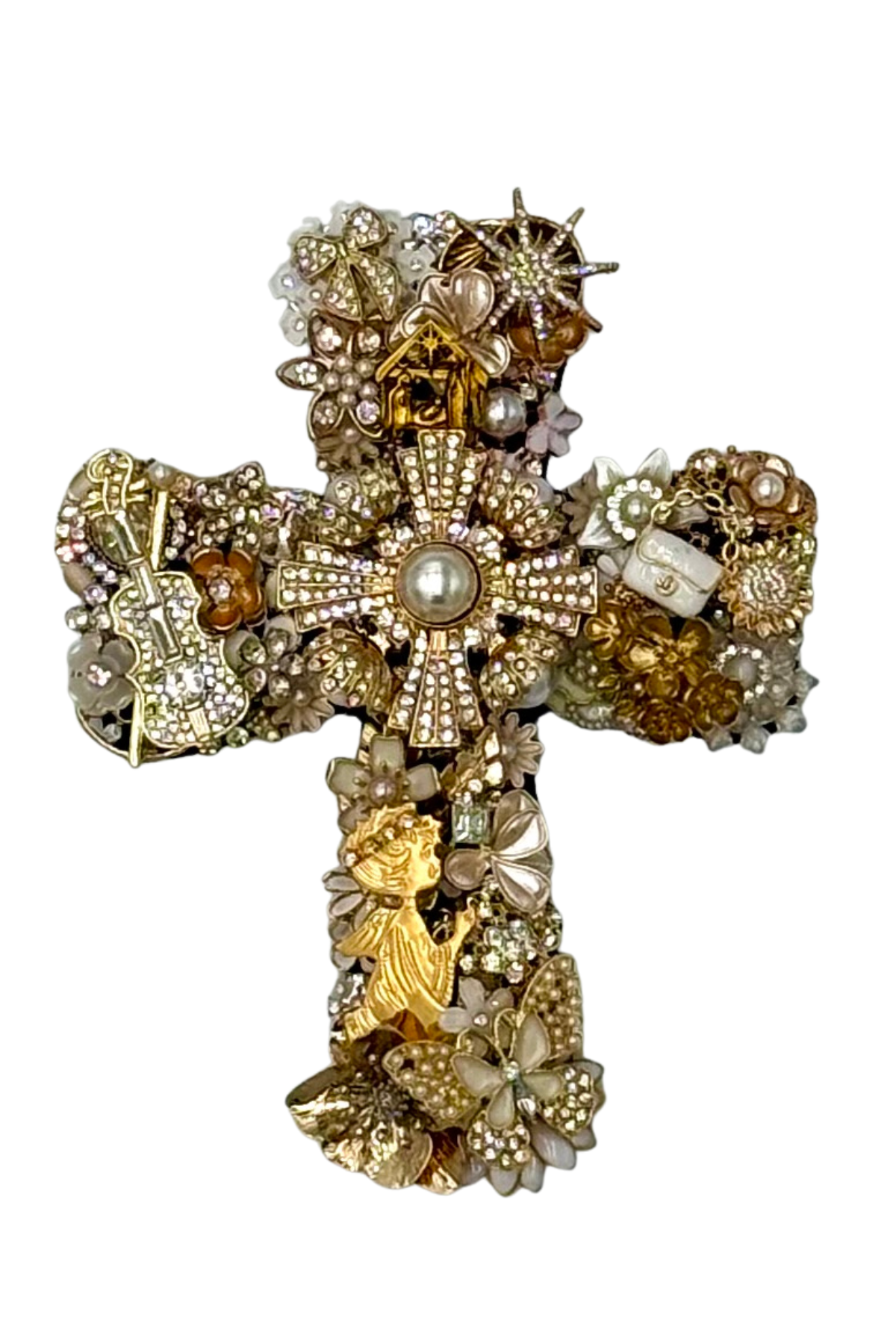 Small Gold + White Cross