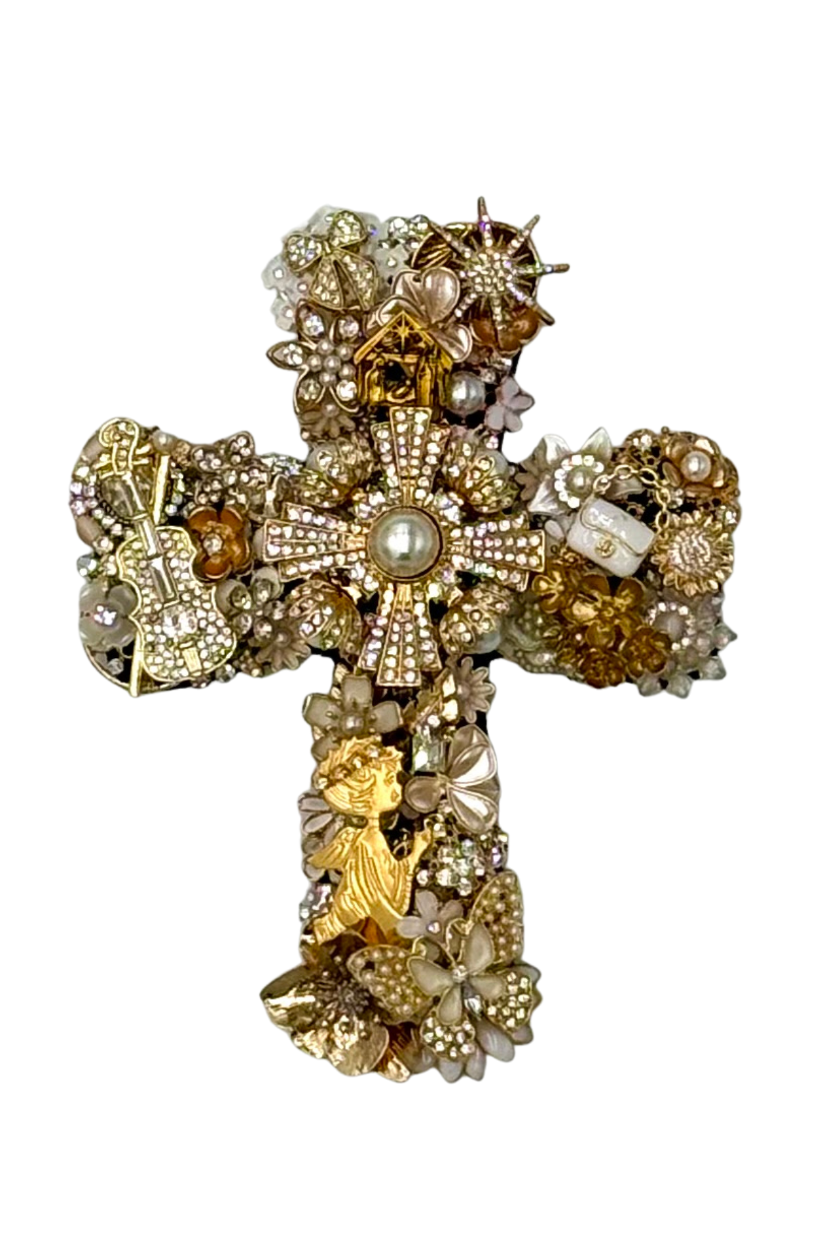 Small Gold + White Cross