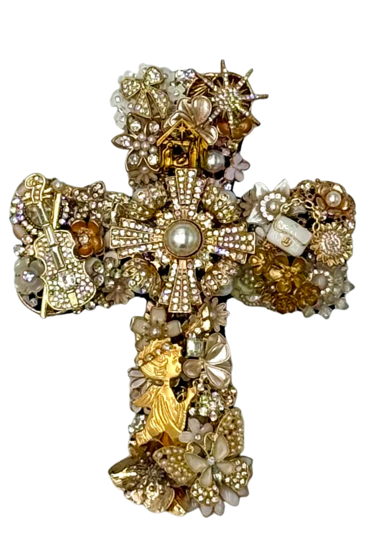 Small Gold + White Cross