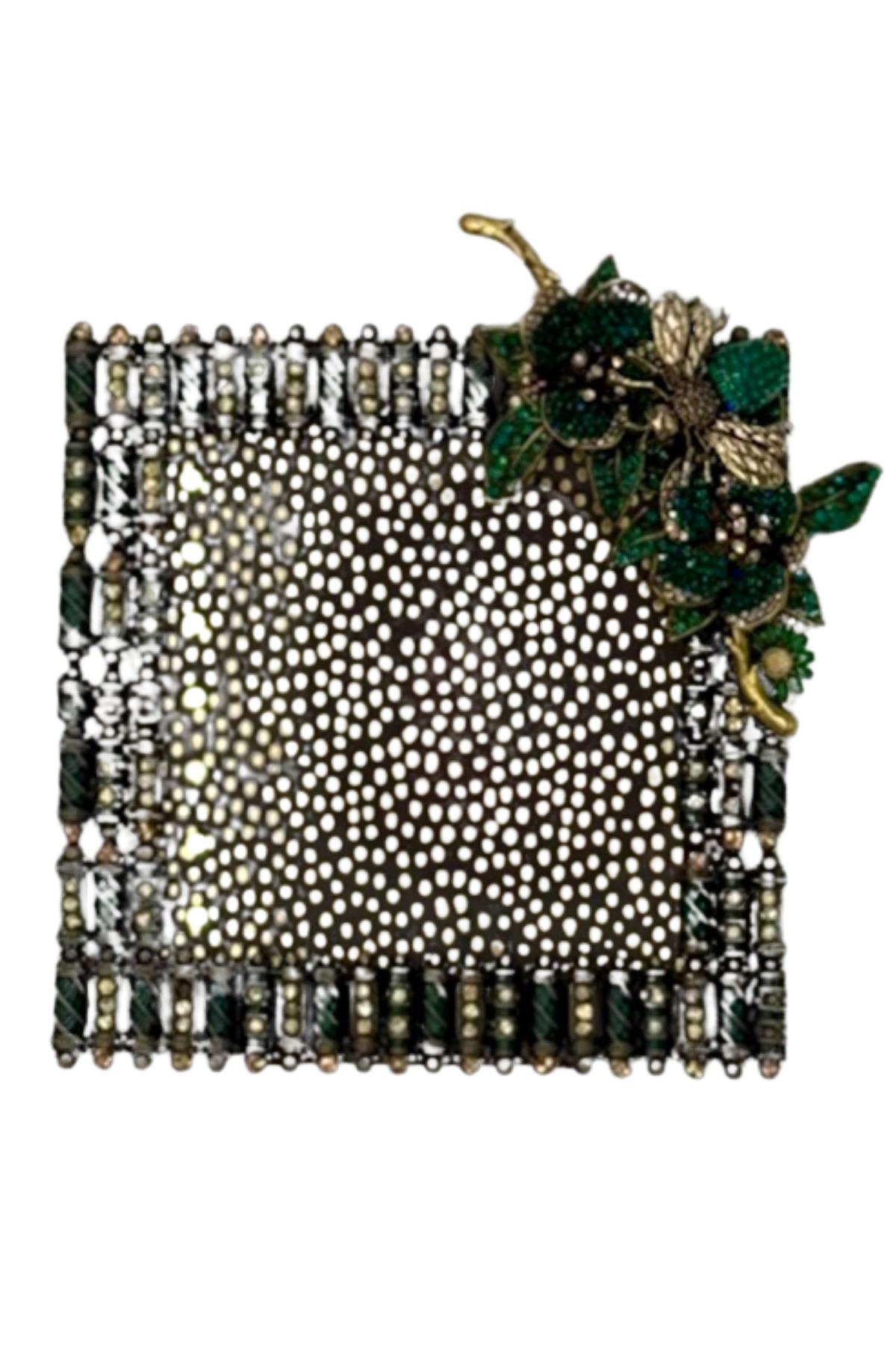 Green Embezzled Frame with Flowers