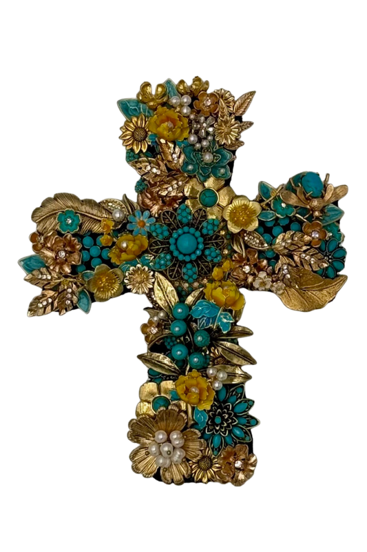 Large Aqua + Yellow Cross