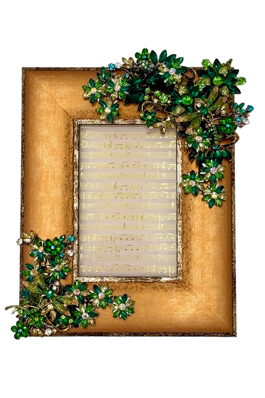 Rough Edge with Green Flowers + Dragonflies Frame