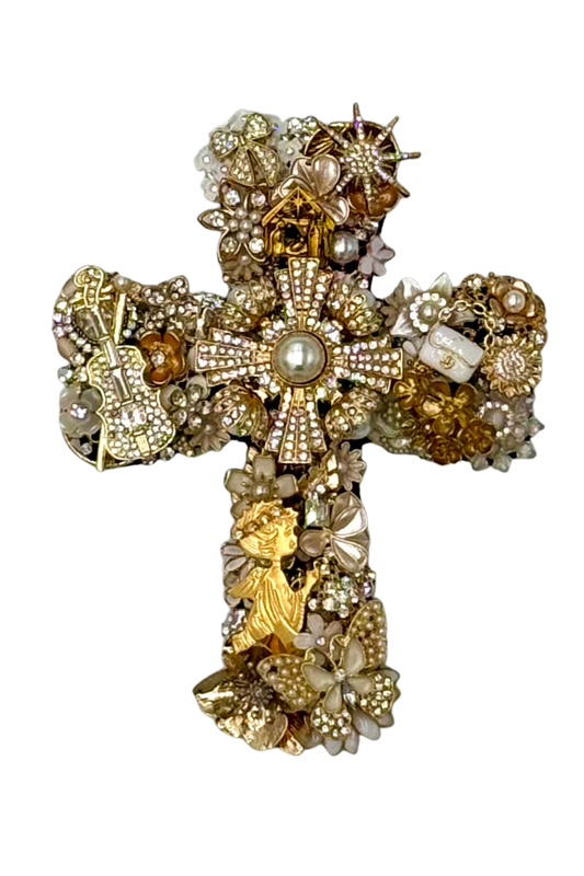 Small Gold + White Cross
