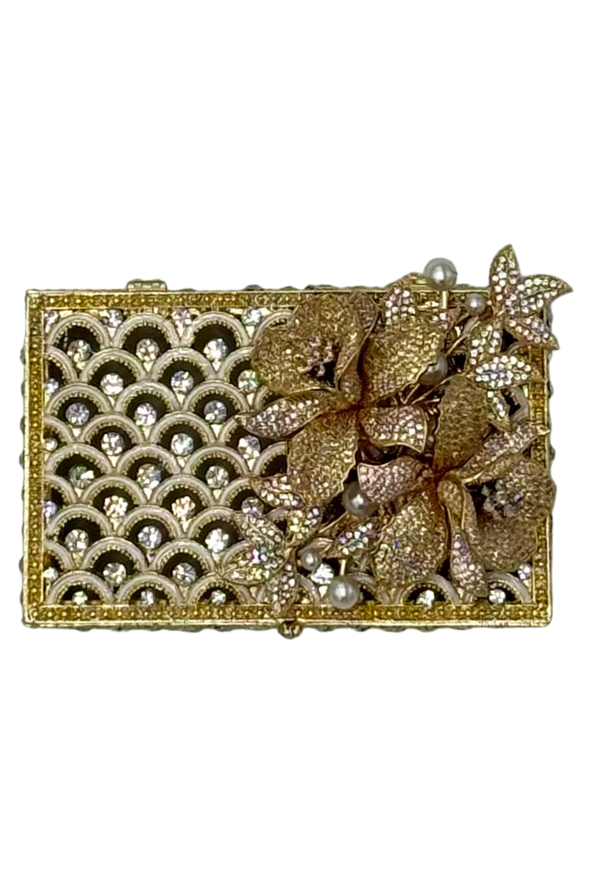 Jeweled Gold Box with Gold Orchids
