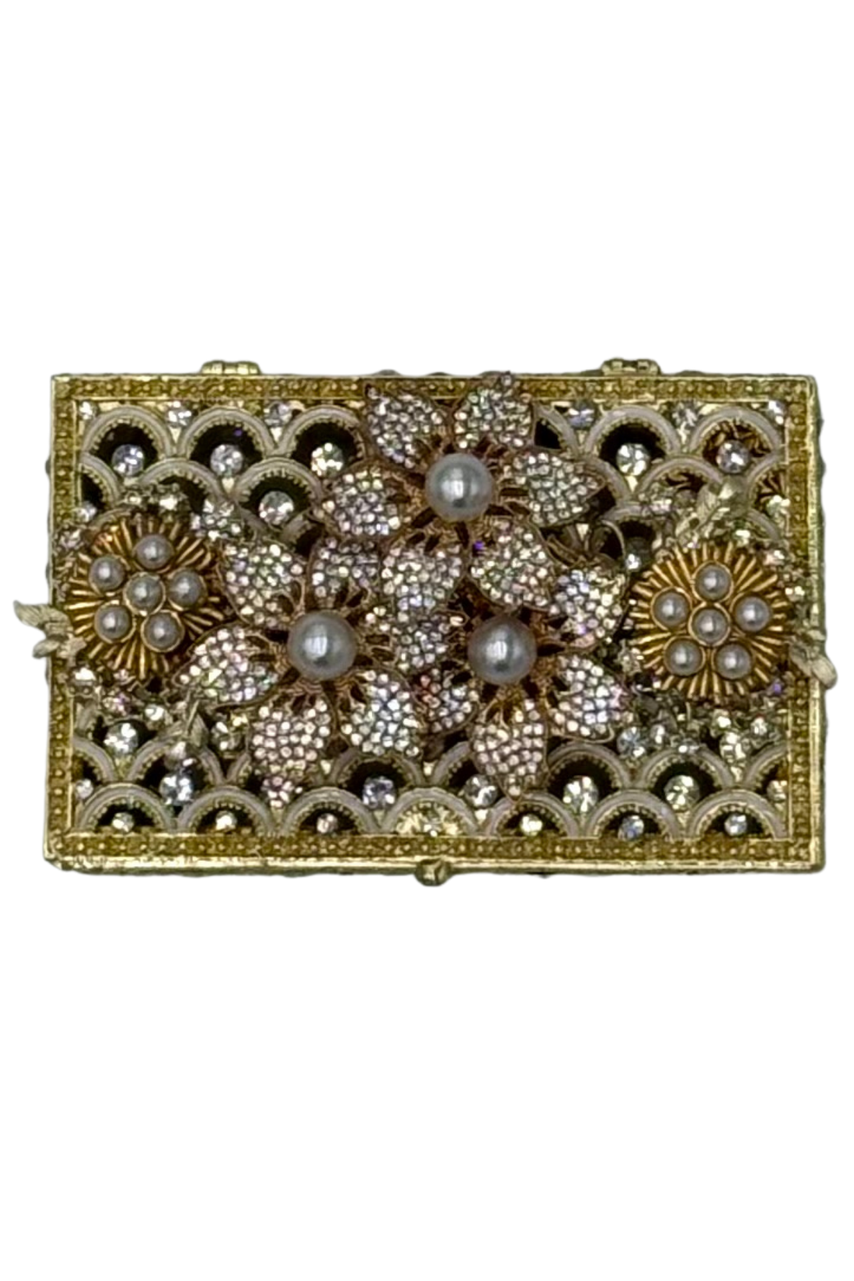 Jeweled Gold Box with Pearl Flowers
