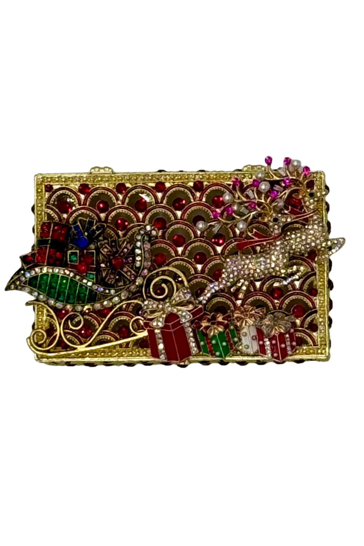 Jeweled Red Box with Red Roses + Ladybugs