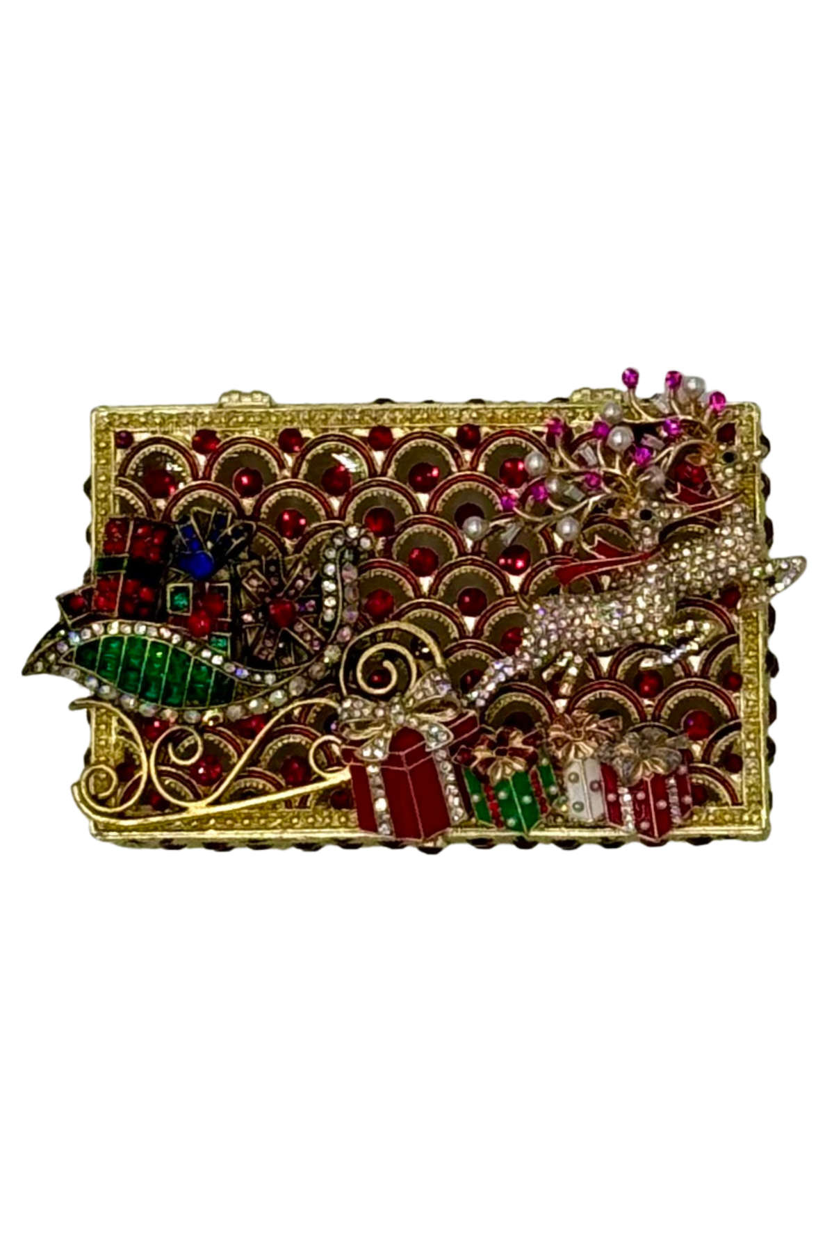 Jeweled Red Box with Sleigh + Reindeer